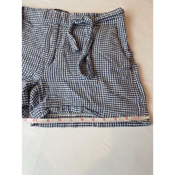 Banana Republic Womens Gingham Shorts Mid Rise Tie Waist LIN Cotton Blue White 4 - Picture 6 of 8